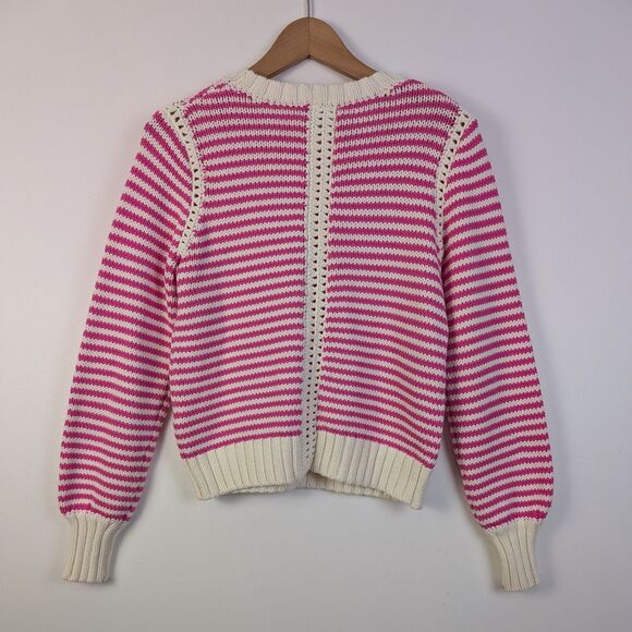 Michael Stars Casey Flamingo Stripe Pink & White Crewneck Pullover Sweater - Picture 4 of 8